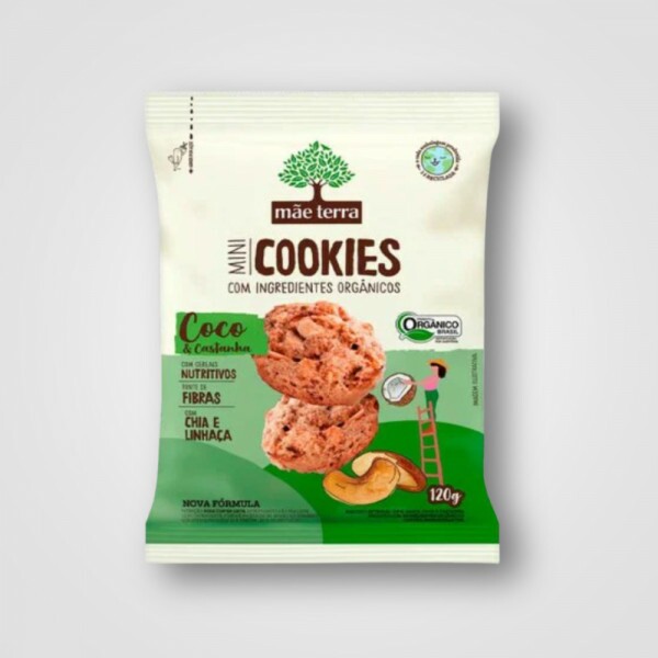 Biscoito mae terra Organico Integral Coco e Castanhas 12X120G
