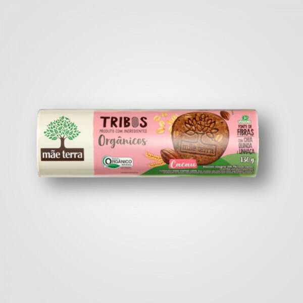 Biscoito mãe terra TRIBOS Organico Integral Cacau 18X130G Biscoito mãe terra TRIBOS Organico Integral Cacau 18X130G