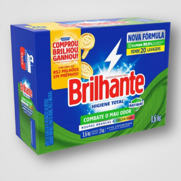 Sanitizante Em Pó Brilhante Higiene Total Antibacterial CT 9X1.6KG