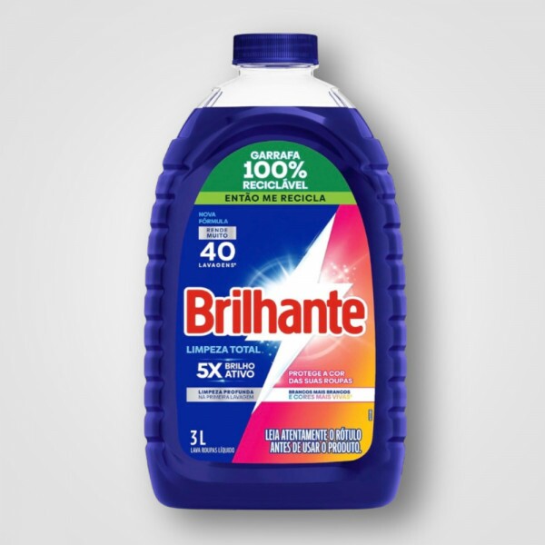 Detergente Liquido Brilhante Limpeza Total 4X3L